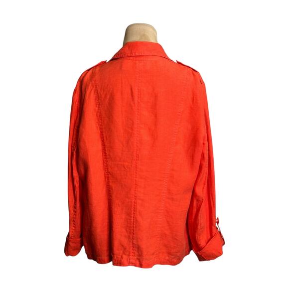 Chico’s orange linen open front moto jacket size 2 - large - Picture 12 of 15